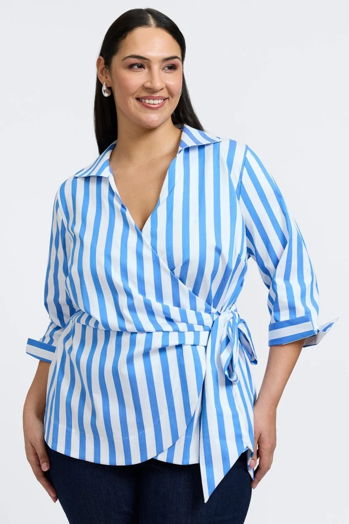 Salina Plus Springtime Stripe 3/4 Sleeve Shirt - Image 3