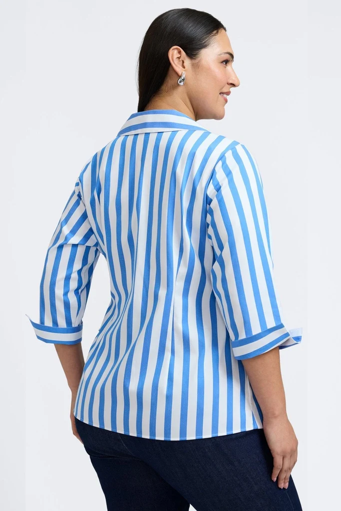 Salina Plus Springtime Stripe 3/4 Sleeve Shirt - Image 4