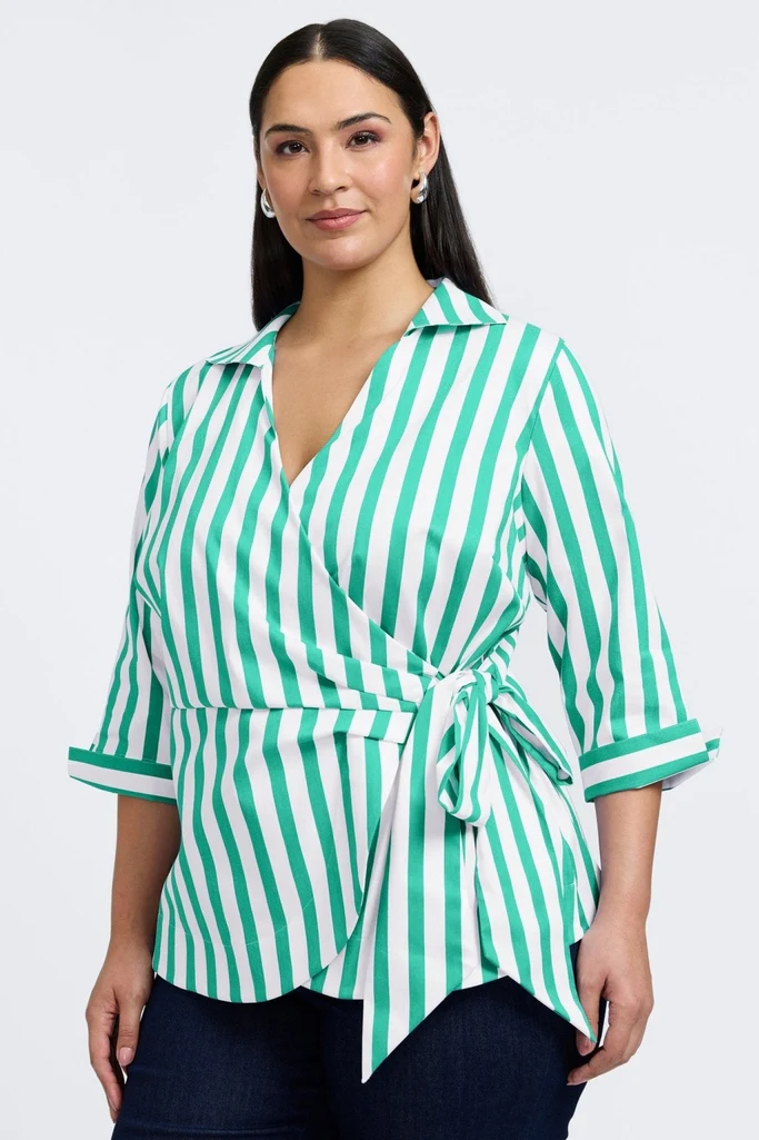 Salina Plus Springtime Stripe 3/4 Sleeve Shirt - Image 5