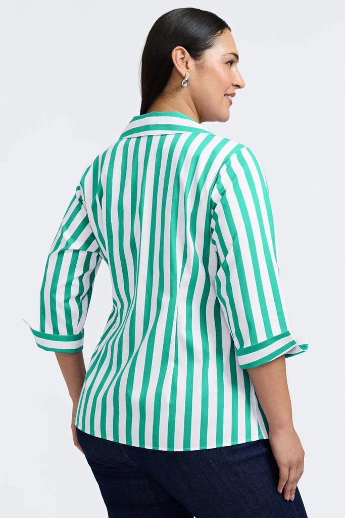 Salina Plus Springtime Stripe 3/4 Sleeve Shirt - Image 7
