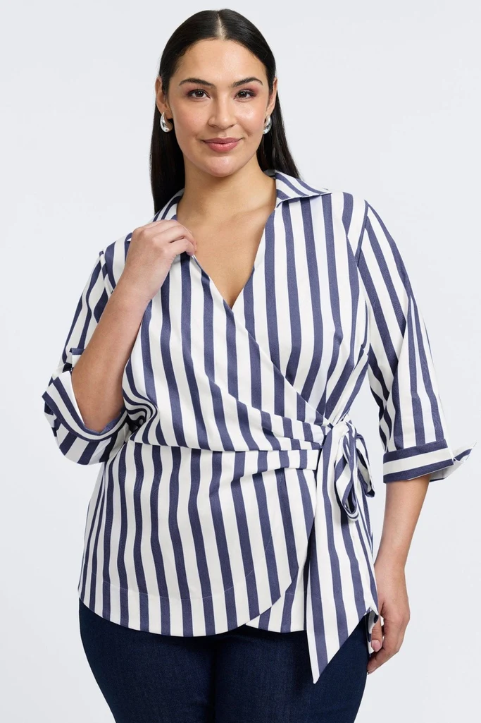 Salina Plus Springtime Stripe 3/4 Sleeve Shirt - Image 8
