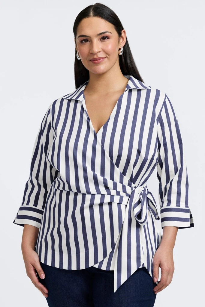 Salina Plus Springtime Stripe 3/4 Sleeve Shirt - Image 9