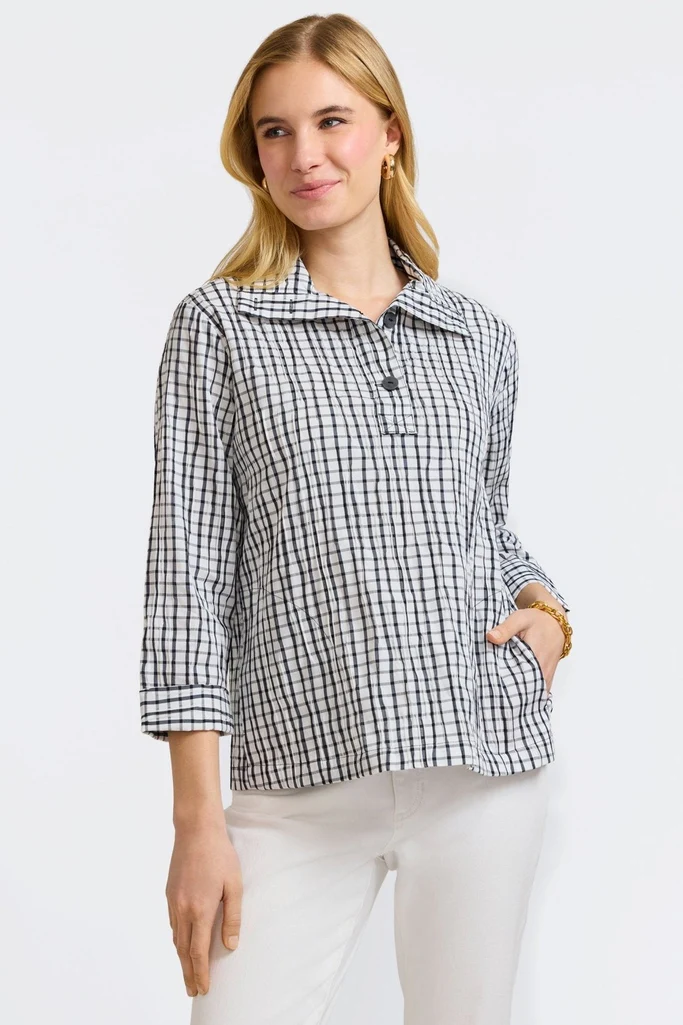 Sammy Crinkle 3/4 Sleeve Popover Shirt Jacket - Image 12