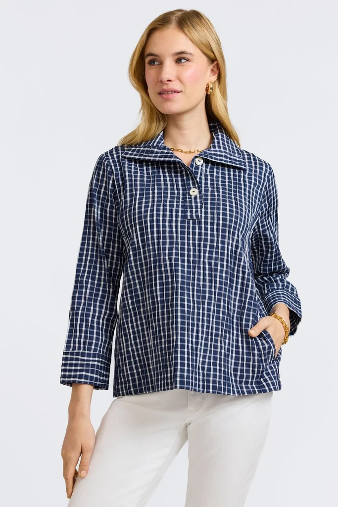 Sammy Crinkle 3/4 Sleeve Popover Shirt Jacket - Image 18