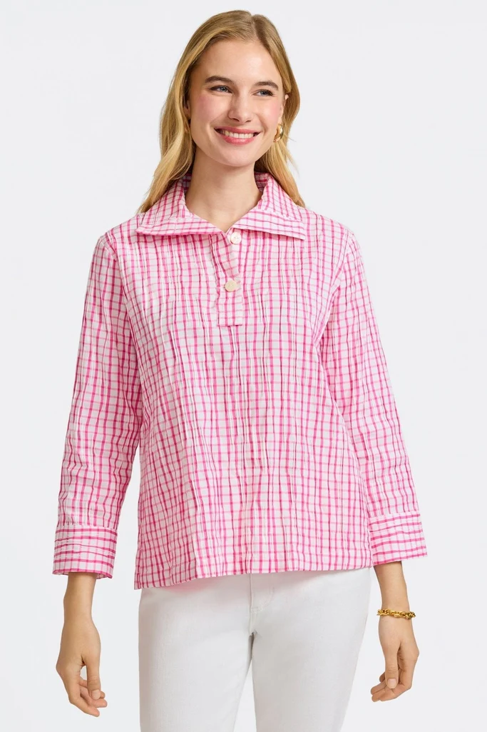 Sammy Crinkle 3/4 Sleeve Popover Shirt Jacket - Image 3