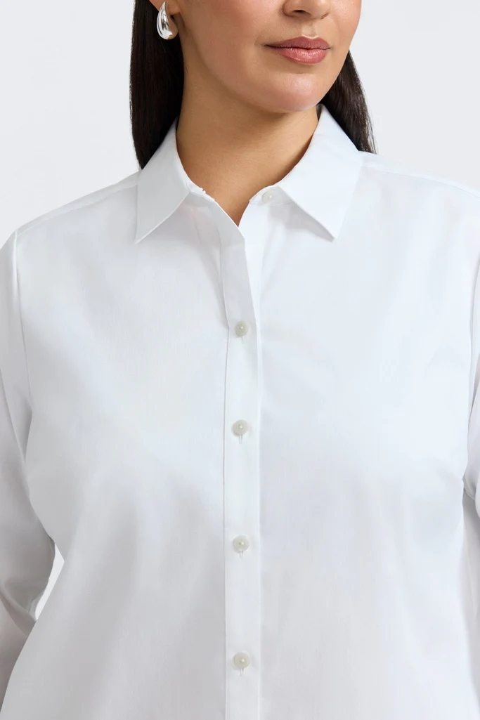 Scarlett Plus Stretch Matte Sateen Long Sleeve Shirt - Image 3