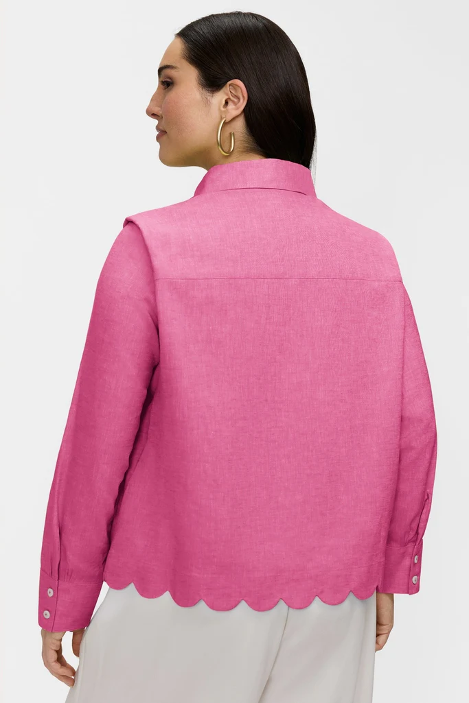 Scarlett Plus Solid Linen Blend Long Sleeve Shirt - Image 10