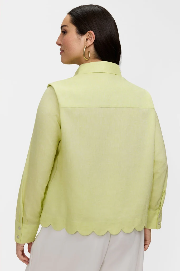Scarlett Plus Solid Linen Blend Long Sleeve Shirt - Image 4