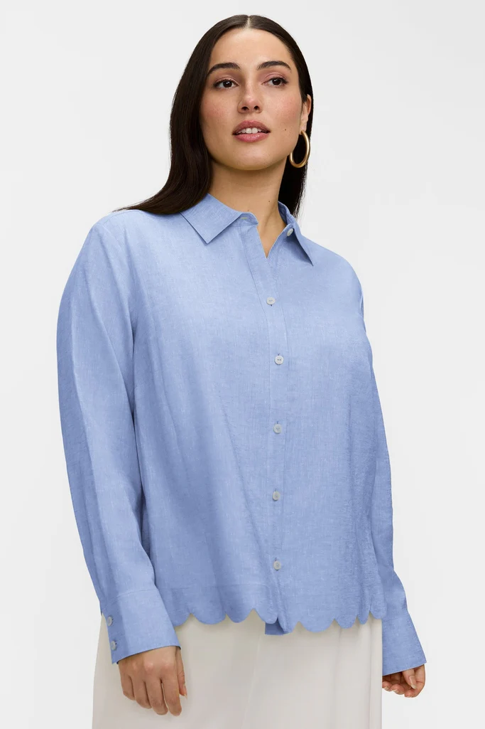 Scarlett Plus Solid Linen Blend Long Sleeve Shirt - Image 5