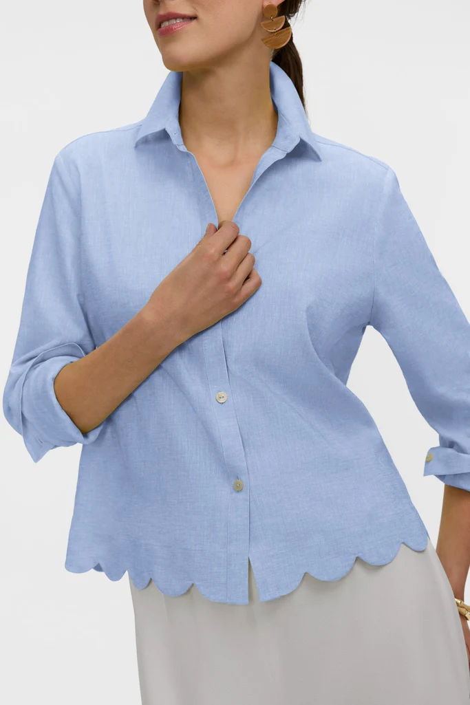 Scarlett Plus Solid Linen Blend Long Sleeve Shirt - Image 6