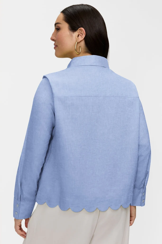 Scarlett Plus Solid Linen Blend Long Sleeve Shirt - Image 7
