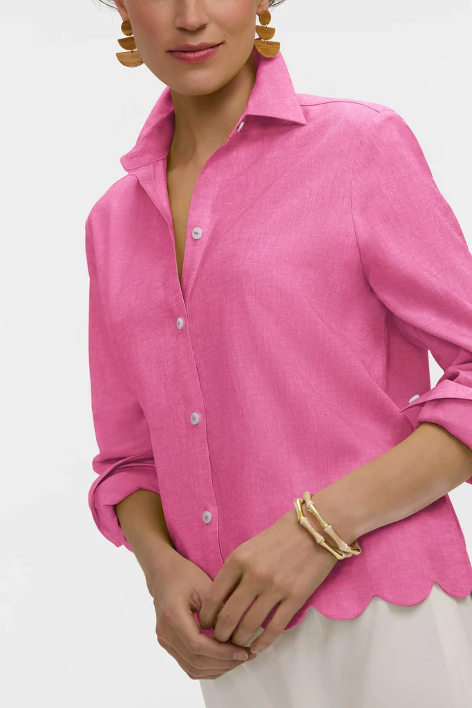 Scarlett Plus Solid Linen Blend Long Sleeve Shirt - Image 9