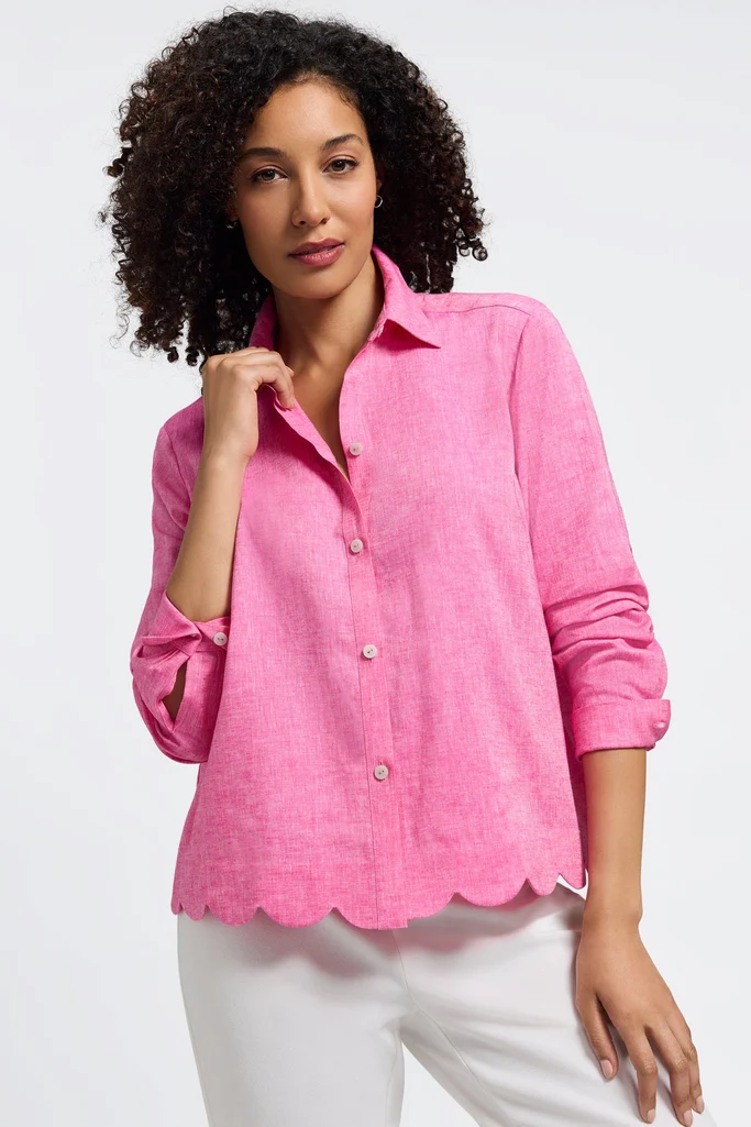 Scarlett Solid Linen Long Sleeve Shirt - Image 9