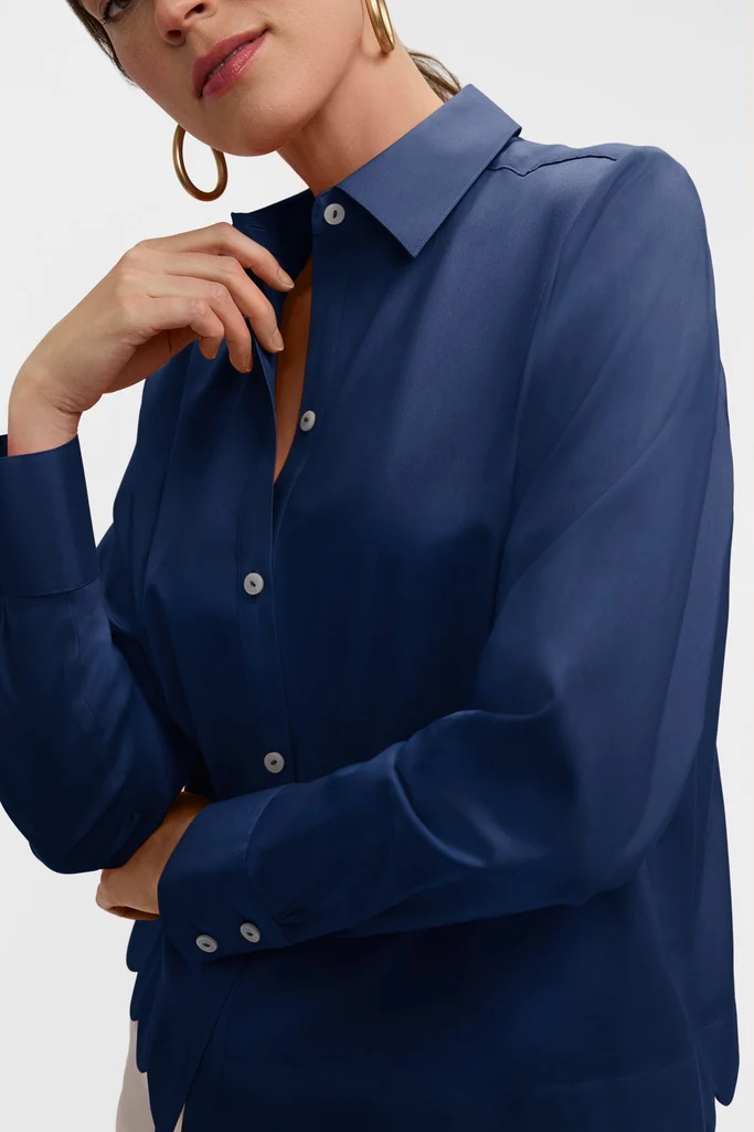 Scarlett Stretch Matte Sateen Long Sleeve Shirt - Image 3