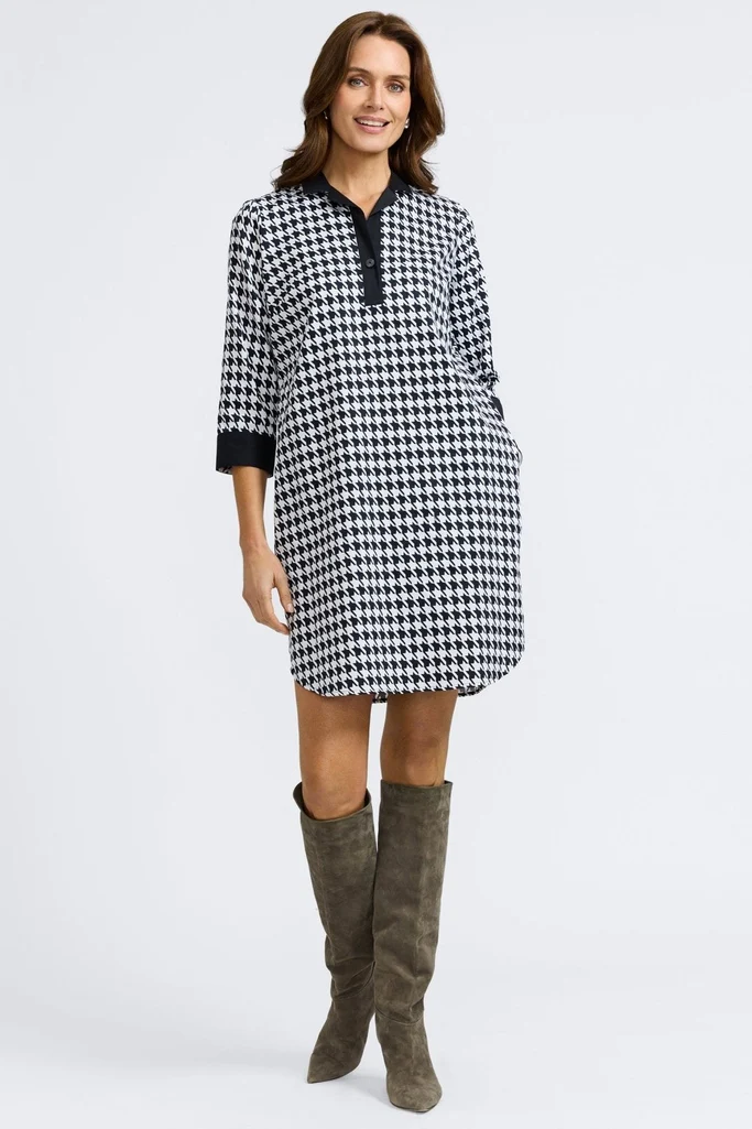 Sloane Classic Houndstooth 3/4 Sleeve Dress - Image 6