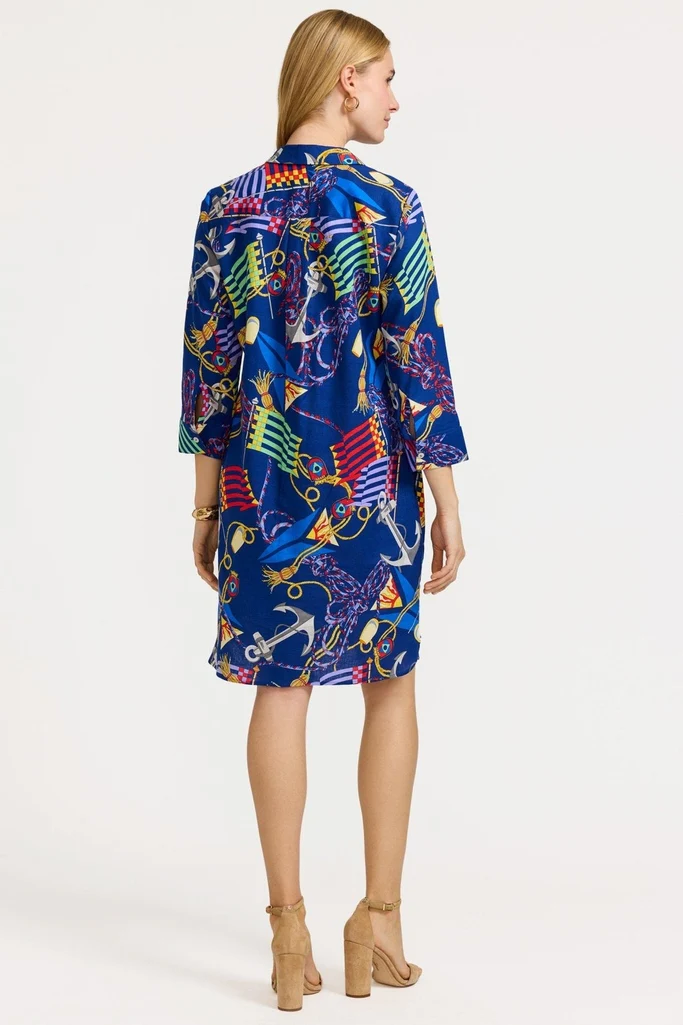 Sloane Linen Nautical Flags 3/4 Sleeve Dress - Image 6
