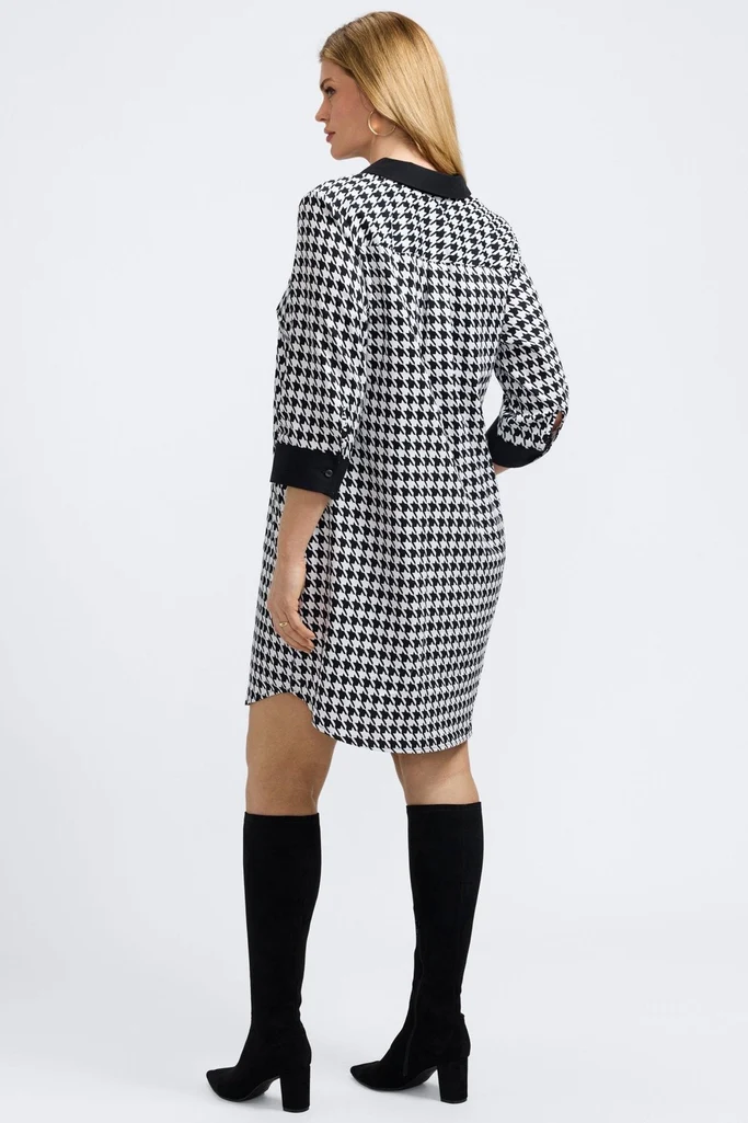 Sloane Plus Classic Houndstooth 3/4 Sleeve Dress - Image 5