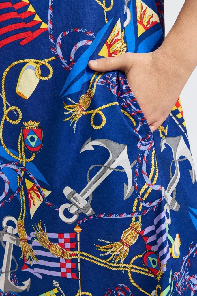 Sloane Plus Linen Nautical Flags 3/4 Sleeve Dress - Image 4