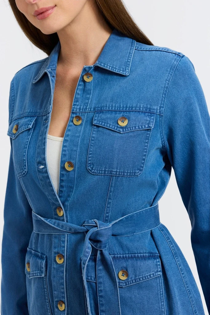 Stella Tencel® Denim Long Sleeve Belted Jacket - Image 11