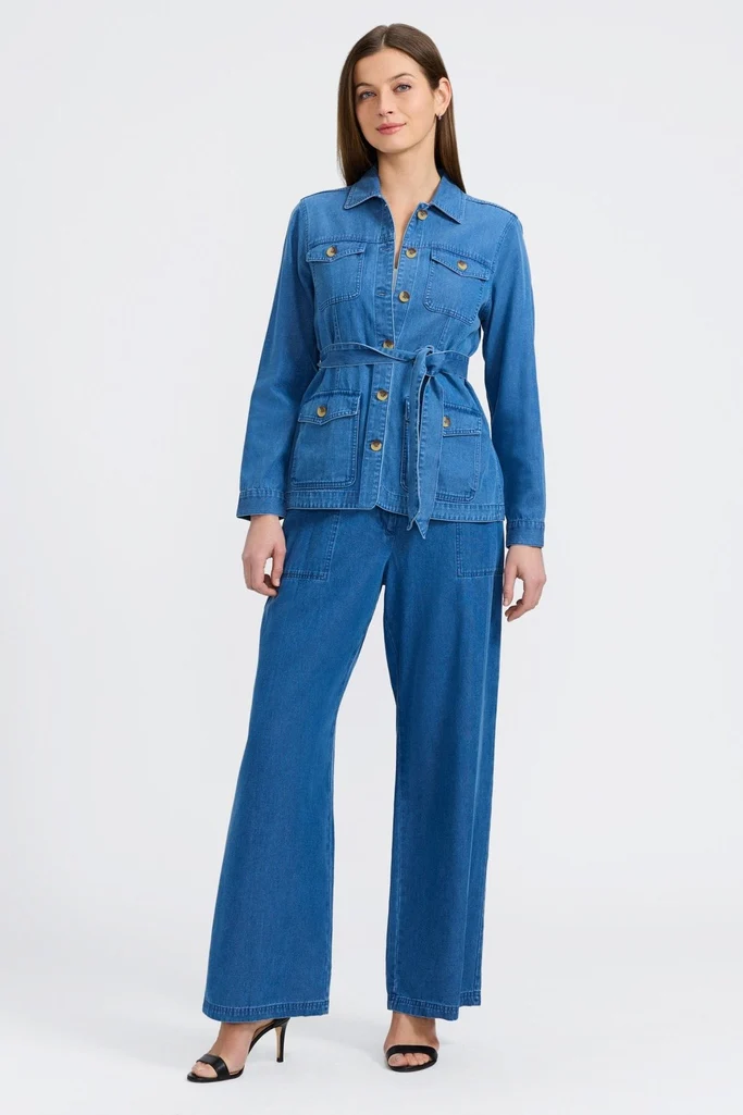 Stella Tencel® Denim Long Sleeve Belted Jacket - Image 12