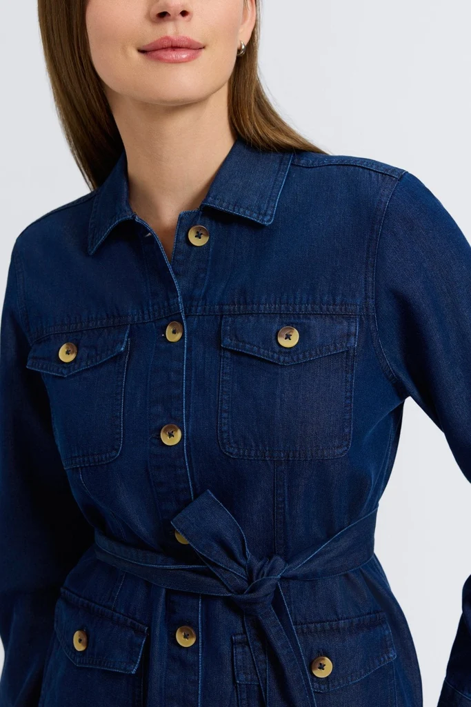 Stella Tencel® Denim Long Sleeve Belted Jacket - Image 4