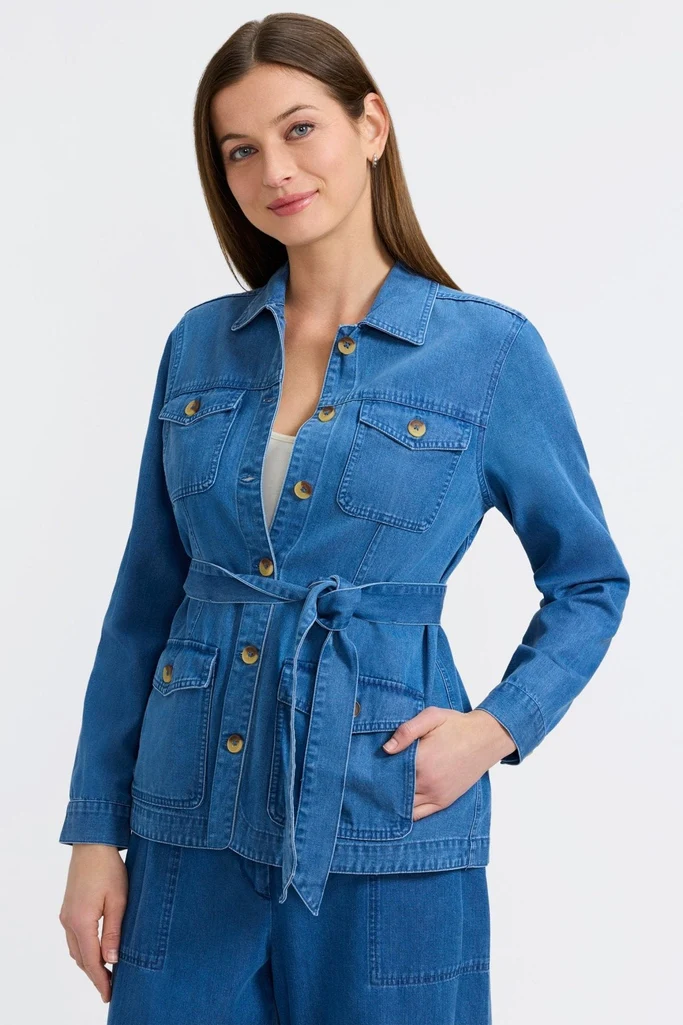 Stella Tencel® Denim Long Sleeve Belted Jacket - Image 9