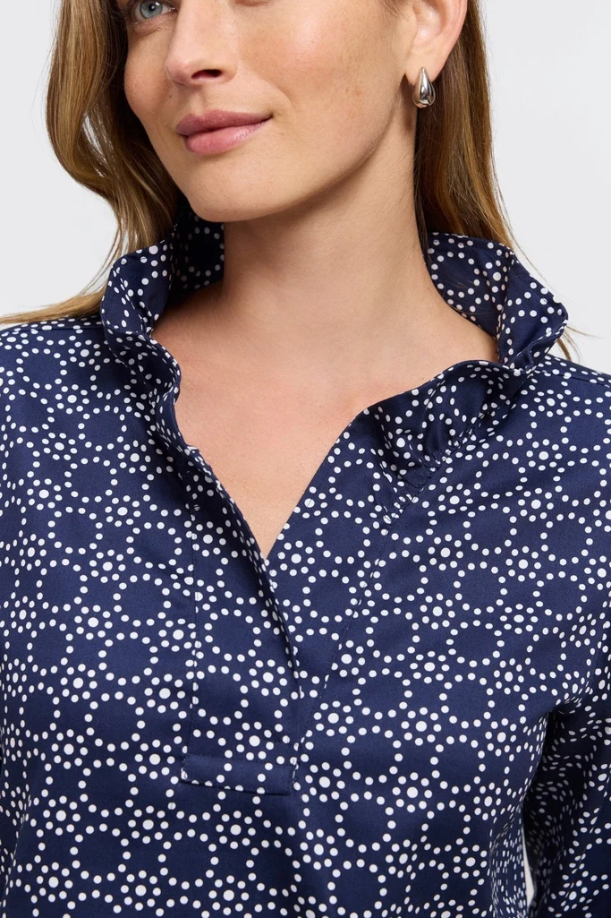 Tammy Geo Circles 3/4 Sleeve Popover Shirt - Image 3