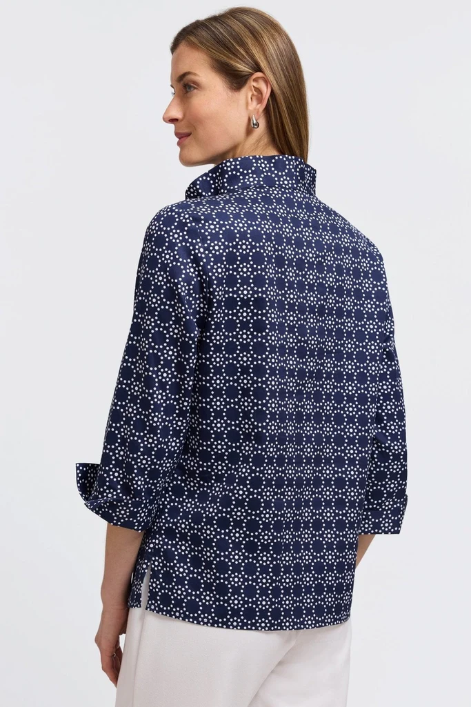 Tammy Geo Circles 3/4 Sleeve Popover Shirt - Image 5