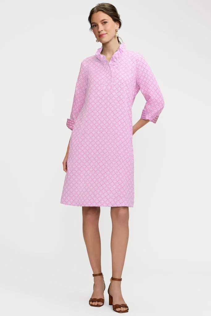 Tammy Geo Lattice 3/4 Sleeve Dress
