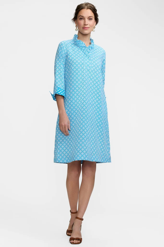 Tammy Geo Lattice 3/4 Sleeve Dress - Image 4