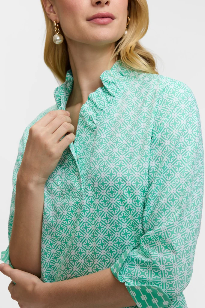 Tammy Geo Lattice 3/4 Sleeve Popover Shirt - Image 5