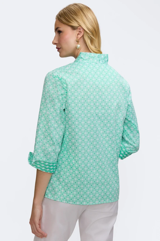 Tammy Geo Lattice 3/4 Sleeve Popover Shirt - Image 6