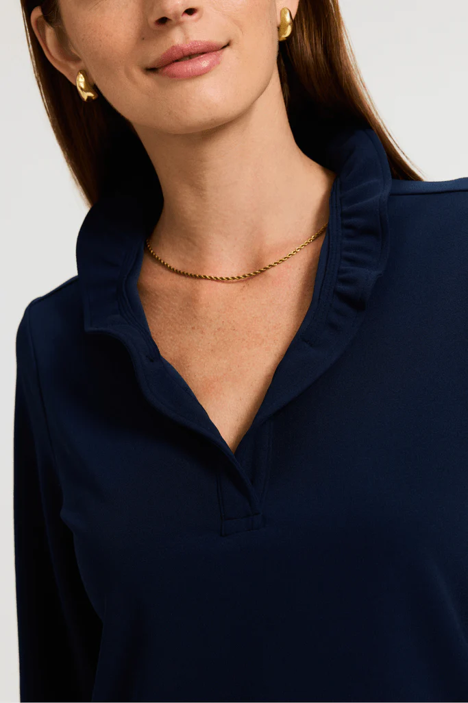 Tammy Knit Crepe 3/4 Sleeve Popover Shirt - Image 11