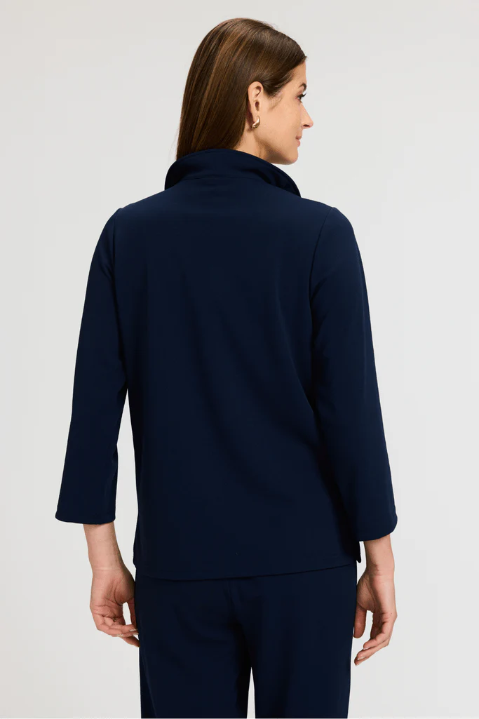 Tammy Knit Crepe 3/4 Sleeve Popover Shirt - Image 12