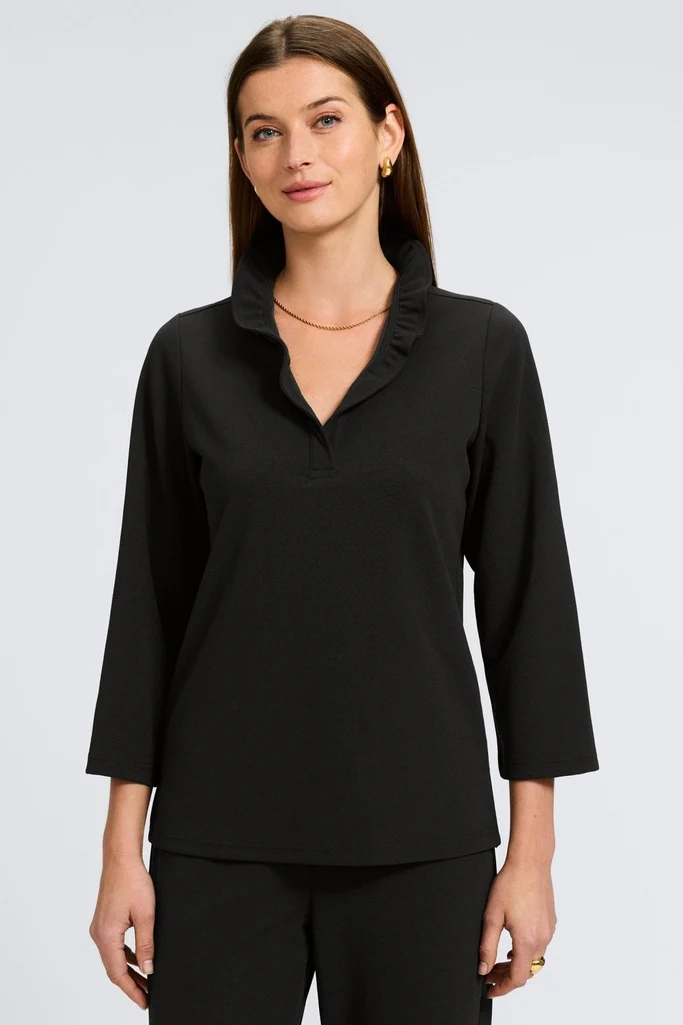 Tammy Knit Crepe 3/4 Sleeve Popover Shirt - Image 13