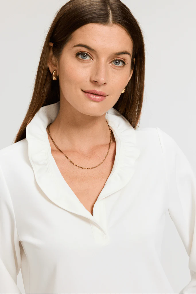 Tammy Knit Crepe 3/4 Sleeve Popover Shirt - Image 4