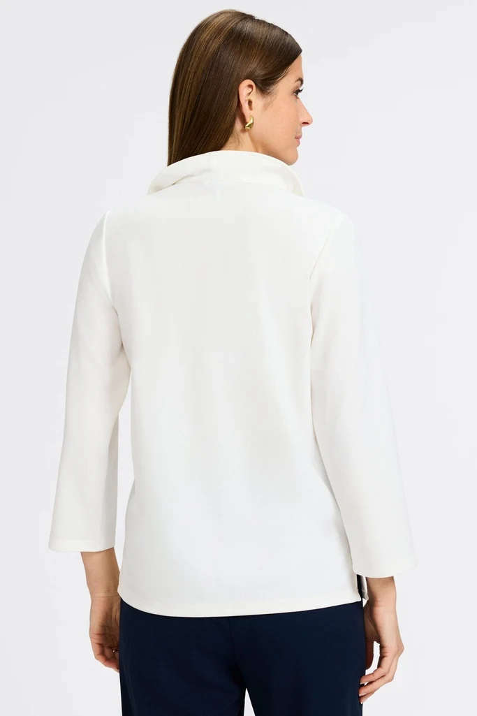 Tammy Knit Crepe 3/4 Sleeve Popover Shirt - Image 6