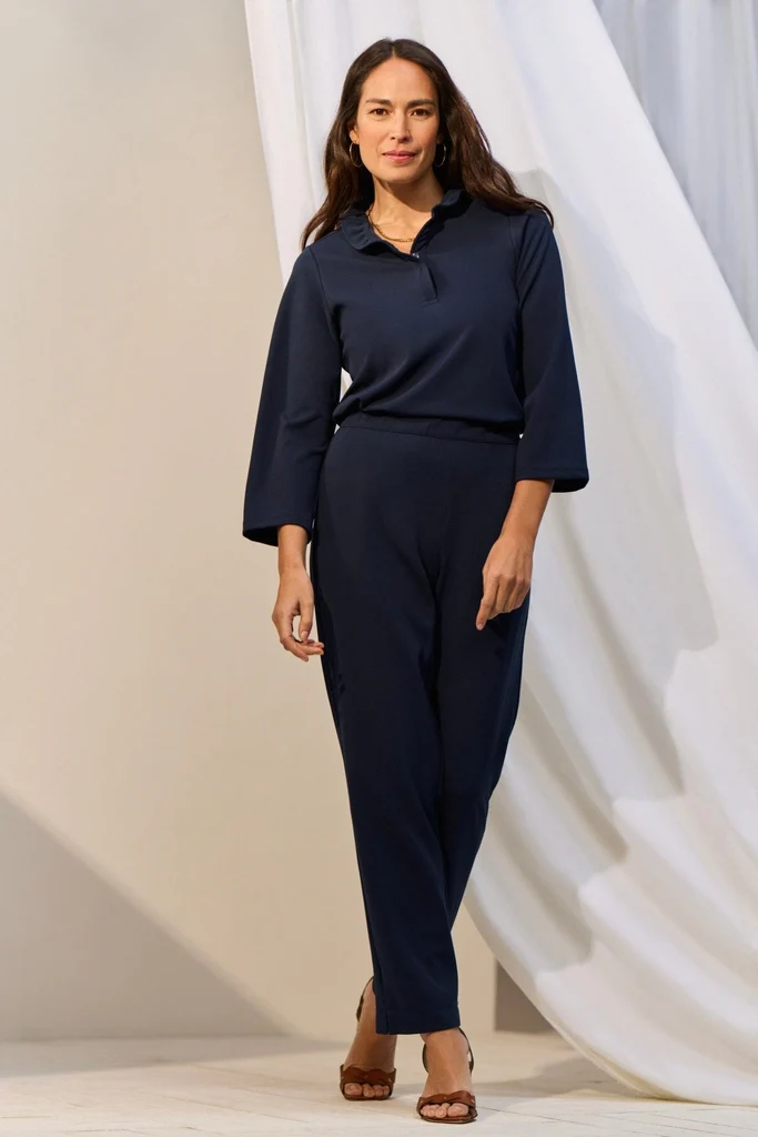 Tammy Knit Crepe 3/4 Sleeve Popover Shirt - Image 9