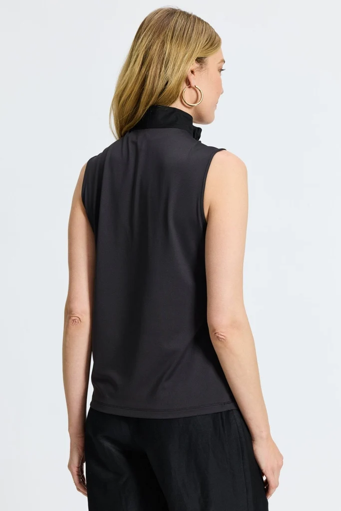 Tammy Knit-Woven Ruffle Collar Sleeveless Layering Tank - Image 10