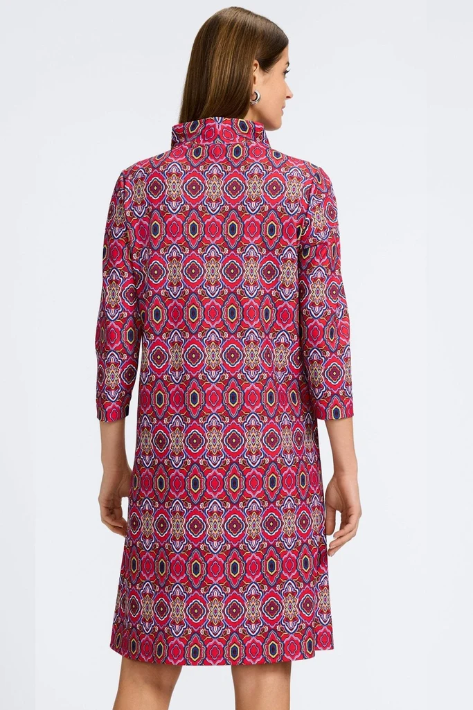 Tammy Geometric Tile Knit Crepe 3/4 Sleeve Dress - Image 4