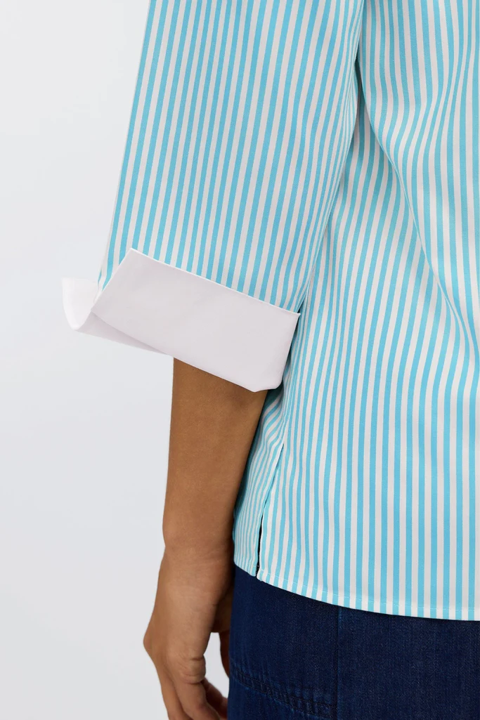Tammy No Iron Pinpoint Striped 3/4 Sleeve Popover Shirt - Image 13