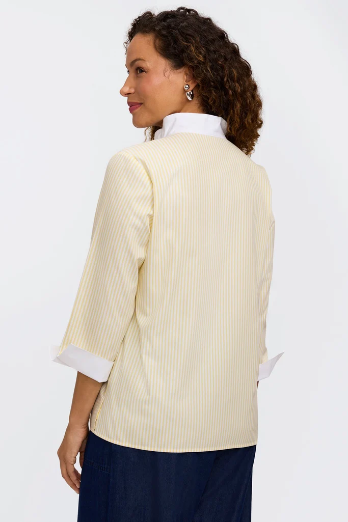 Tammy No Iron Pinpoint Striped 3/4 Sleeve Popover Shirt - Image 19