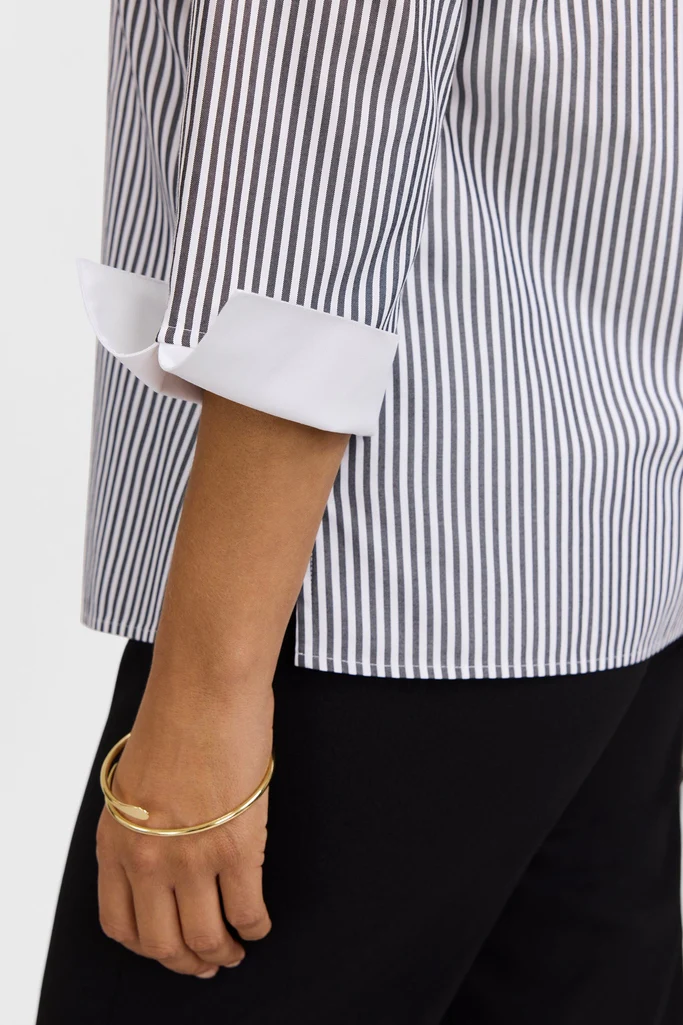 Tammy No Iron Pinpoint Striped 3/4 Sleeve Popover Shirt - Image 27