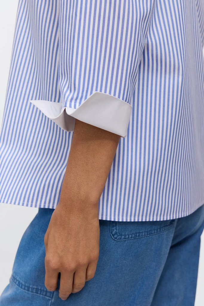 Tammy No Iron Pinpoint Striped 3/4 Sleeve Popover Shirt - Image 4