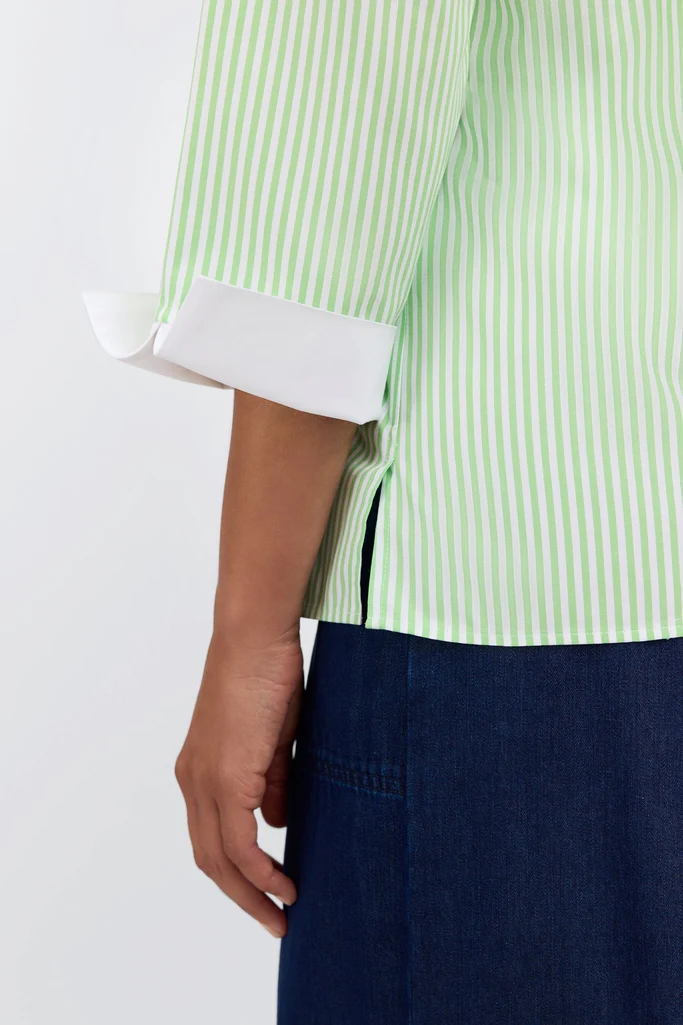 Tammy No Iron Pinpoint Striped 3/4 Sleeve Popover Shirt - Image 8