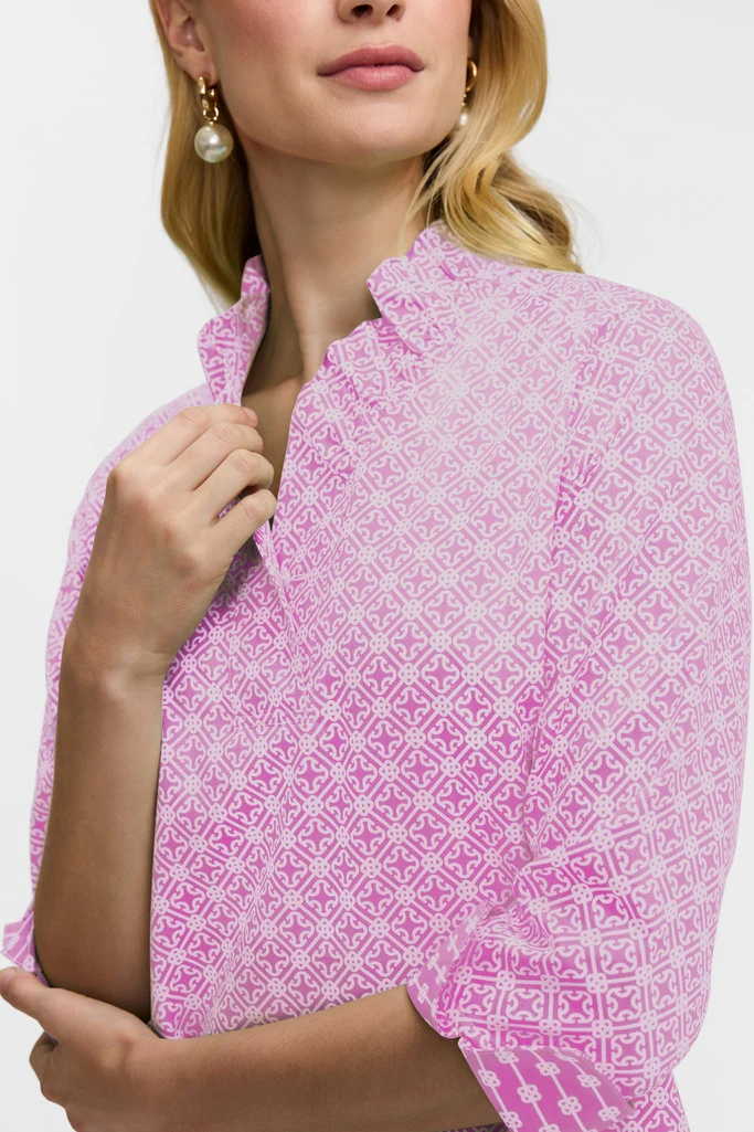 Tammy Petite Geo Lattice 3/4 Sleeve Popover Shirt - Image 5