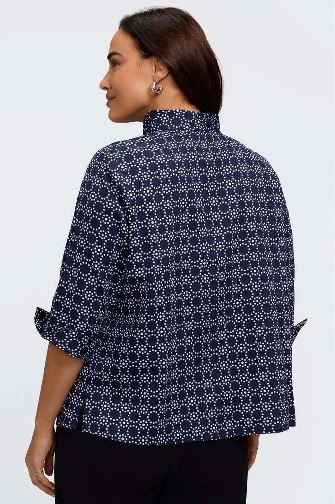 Tammy Plus Geo Circles 3/4 Sleeve Popover Shirt - Image 5
