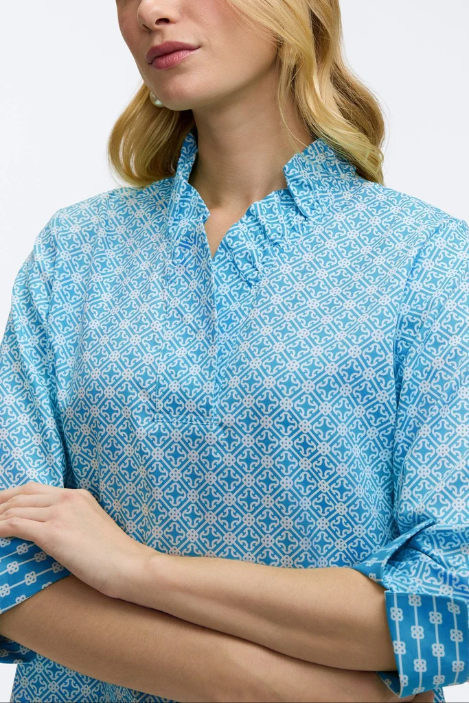 Tammy Plus Geo Lattice 3/4 Sleeve Popover Shirt - Image 5