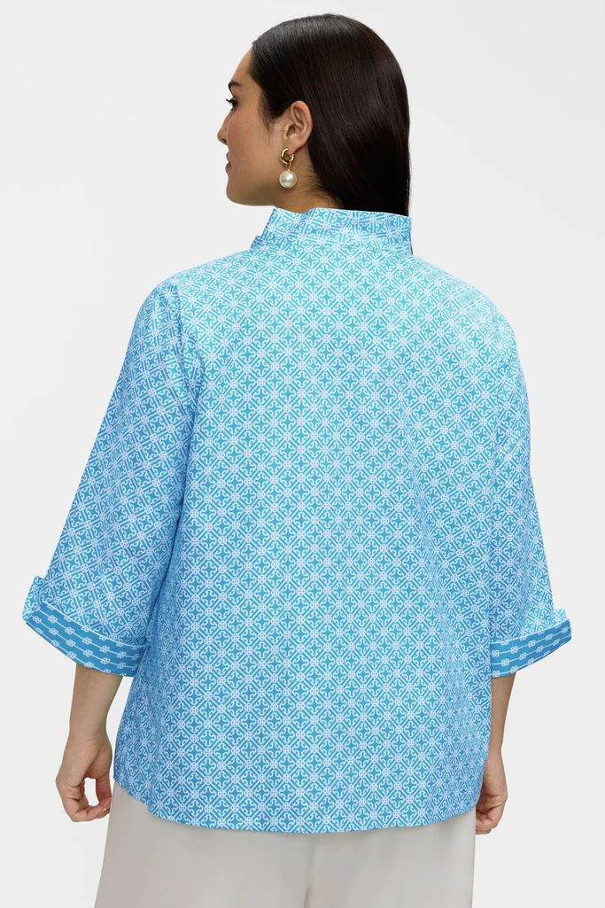 Tammy Plus Geo Lattice 3/4 Sleeve Popover Shirt - Image 6