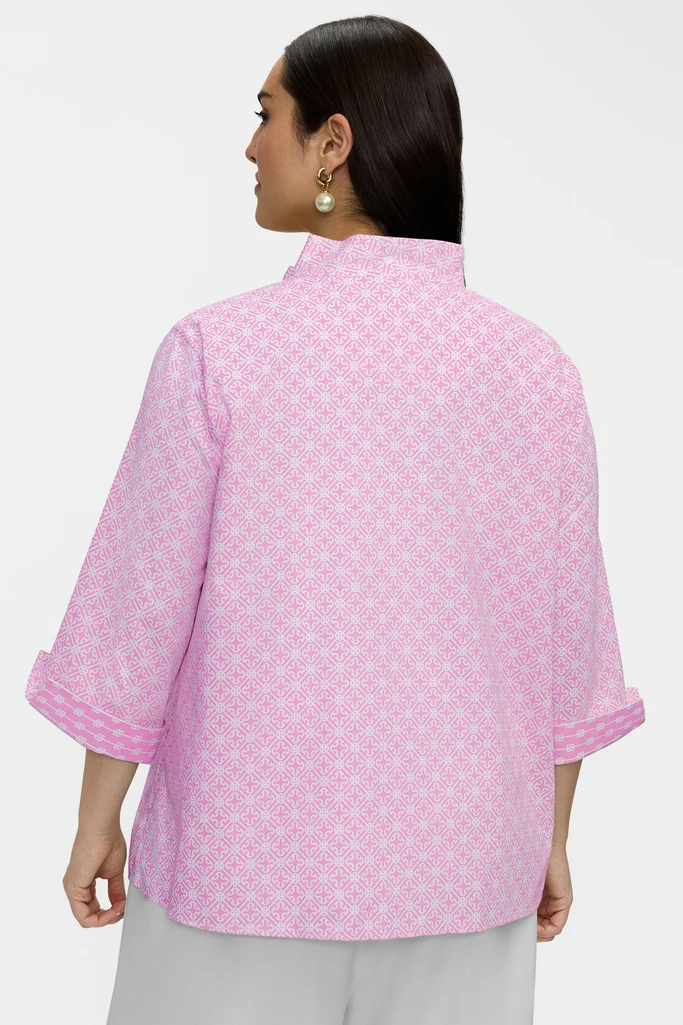 Tammy Plus Geo Lattice 3/4 Sleeve Popover Shirt - Image 9
